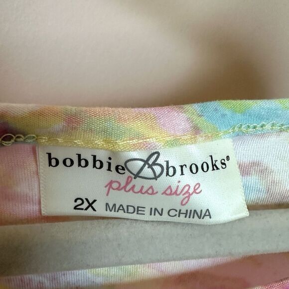 Bobbie Brooks Top Women’s 2X Short Sleeve Popover Watercolor Pastels Stretch - Picture 2 of 6